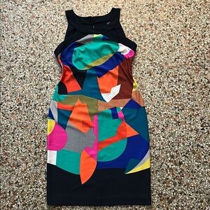 Joseph Ribkoff Blue and Pink Sleeveless Bodycon Mini Dress